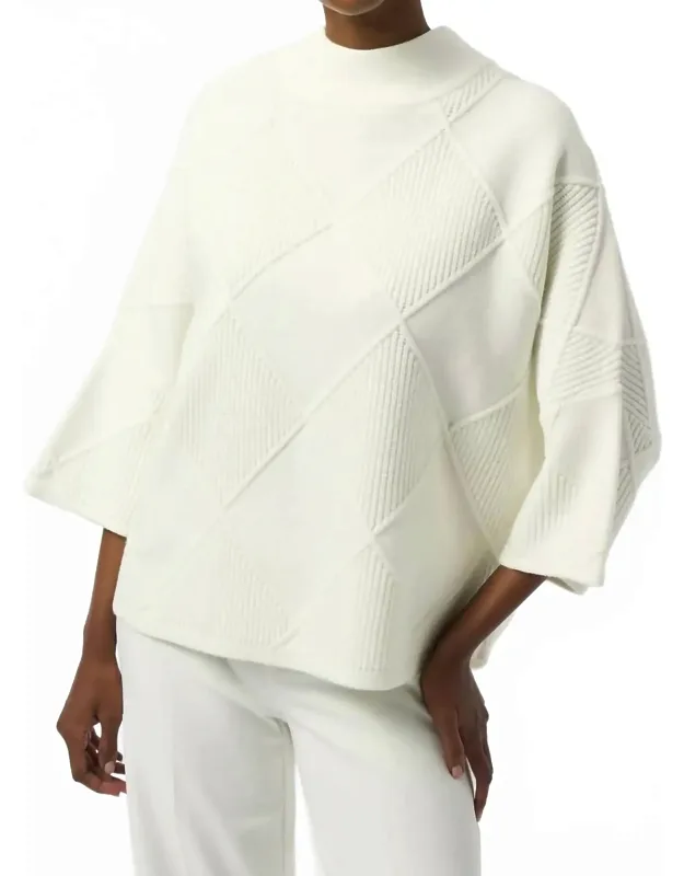 Textured Mock Neck 3/4 Sleeve Sweater