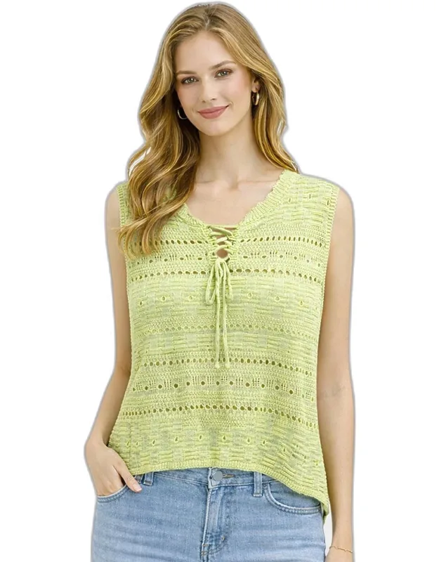 Lace Up Knit Sleeveless Sweater Vest