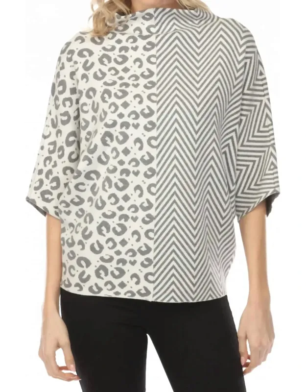 Mix Pattern Boxy Sweater Top