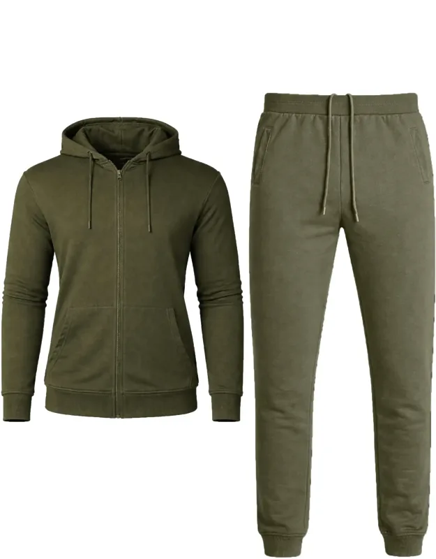 French Terry Zip Up Hoodie And Jogger Set