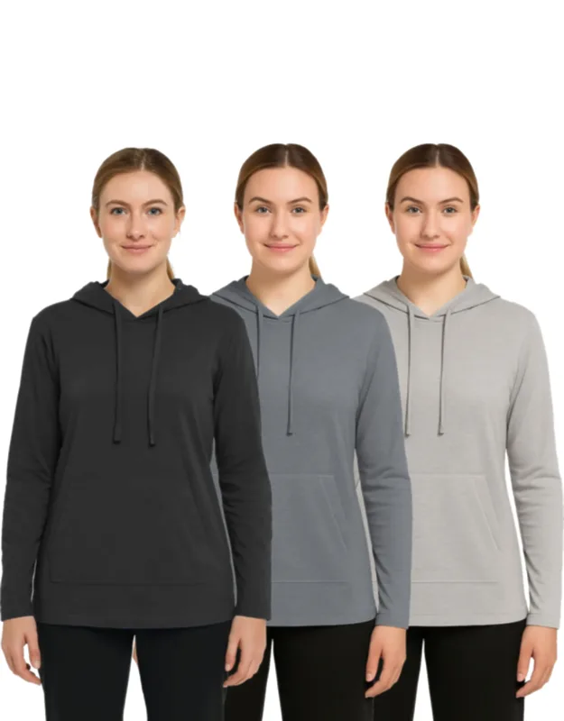 Loose Fit Cotton Lightweight Casual Pullover Drawstring Hoodie With Pocket