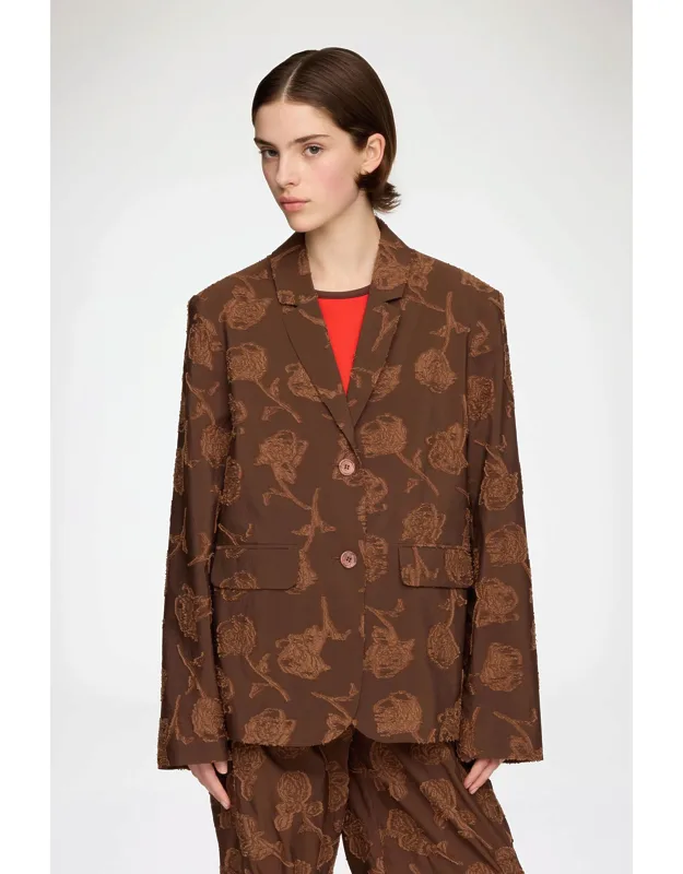 Cocoa Brown Blazer In Fil Coupe