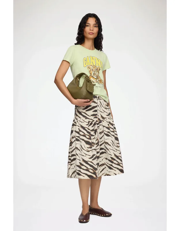 Printed Denim Skirt