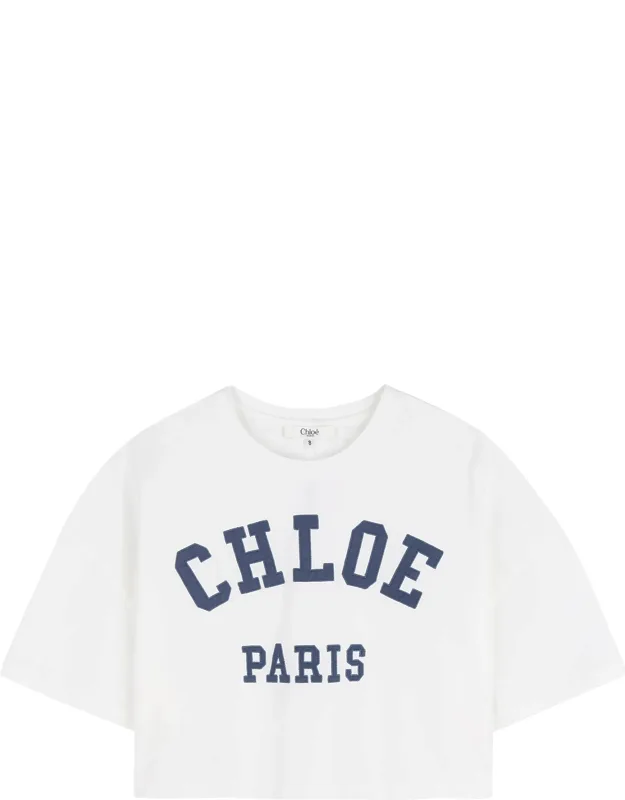 Chloé T-shirt Crop Con Logo