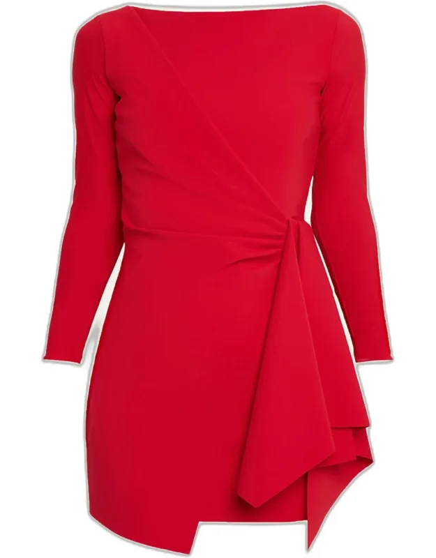 Draped Boat-neck Mini Dress