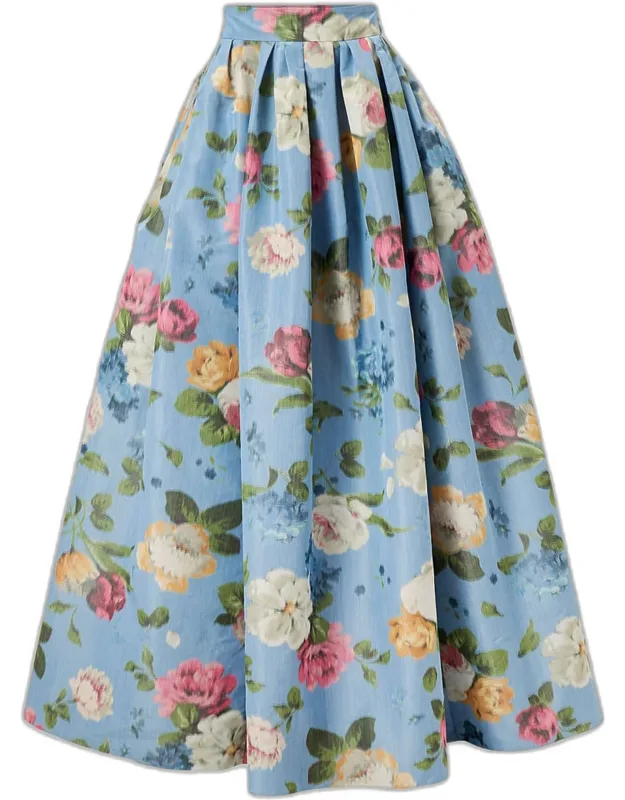Floral Pleated Ball Skirt