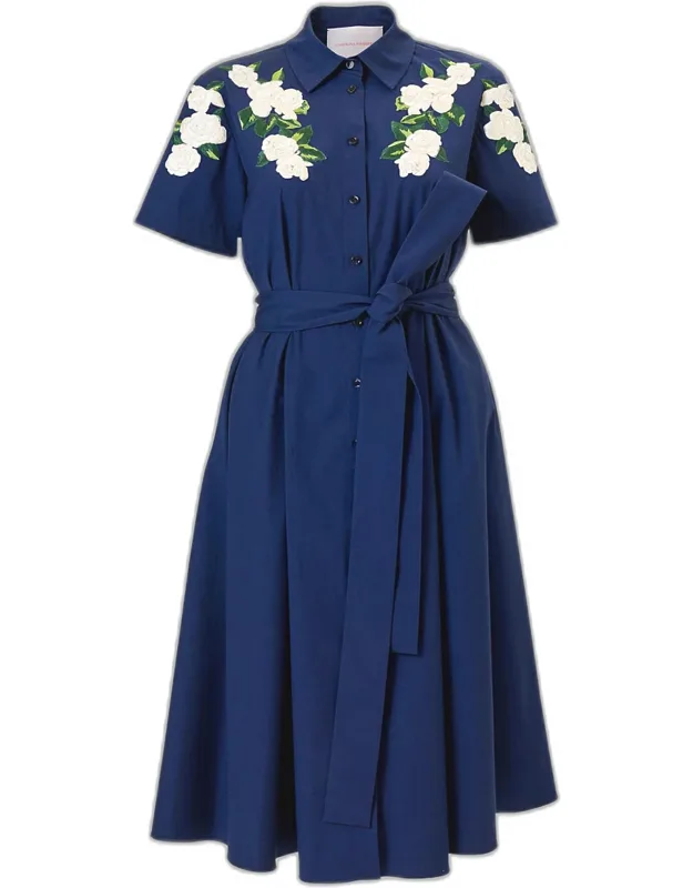 Embroidered Midi Shirtdress