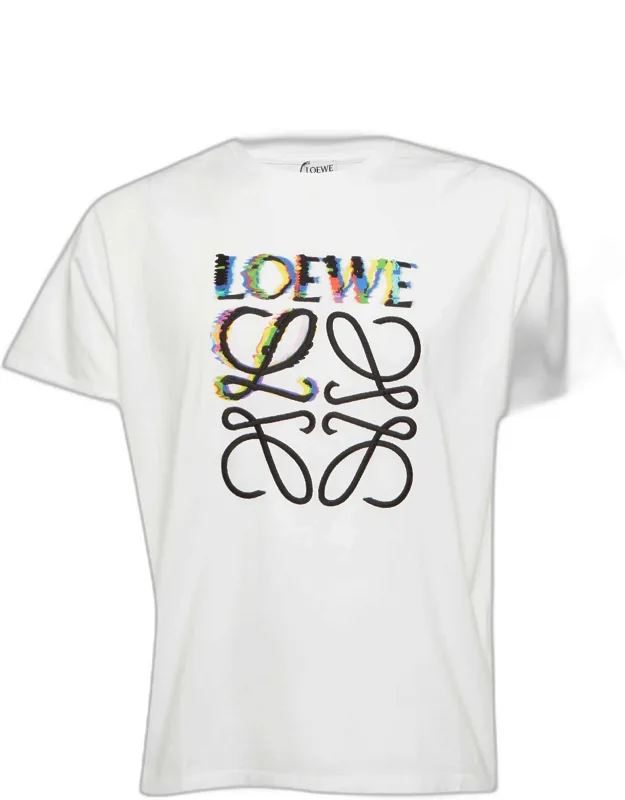 Loewe Glitch Anagram Cotton Crew Neck T-shirt With Breathable Feel And Relaxed Structure