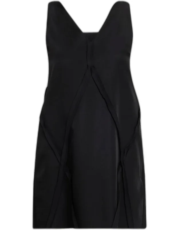 Seamed Sleeveless V-neck Mini Dress