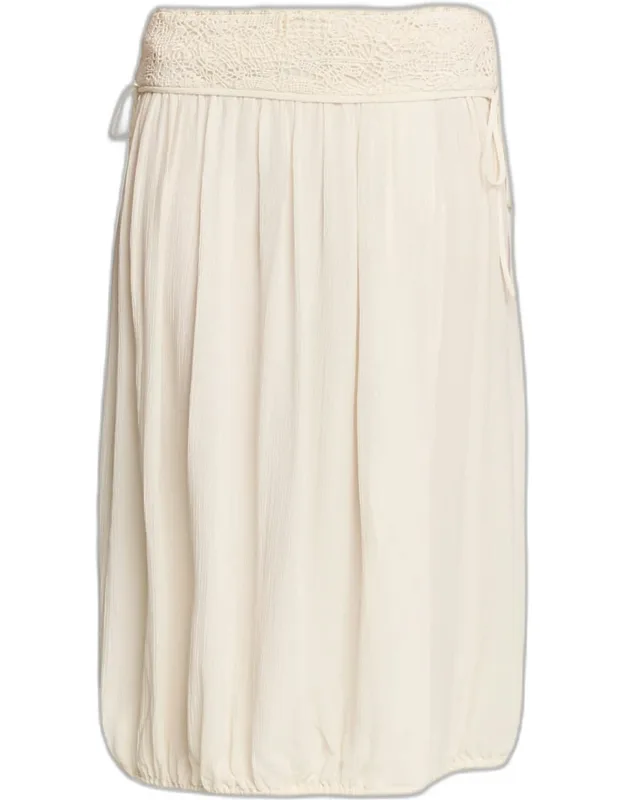 Nilma Guipure Lace Crinkle Silk Midi Balloon Skirt
