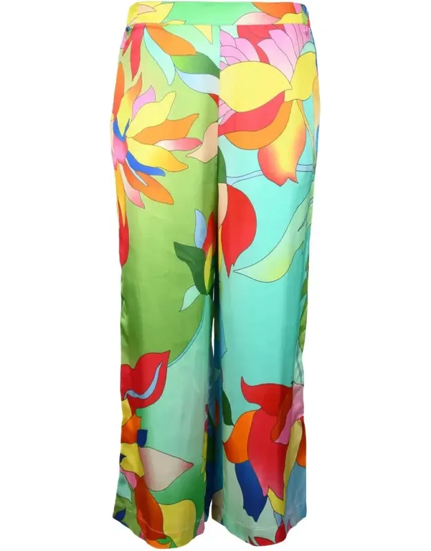 Floral-pattern Wide-leg Trousers
