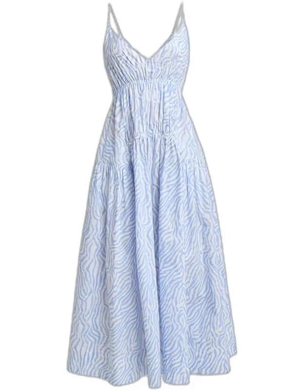 Michelyn Shirred Empire-waist Sleeveless Maxi Dress