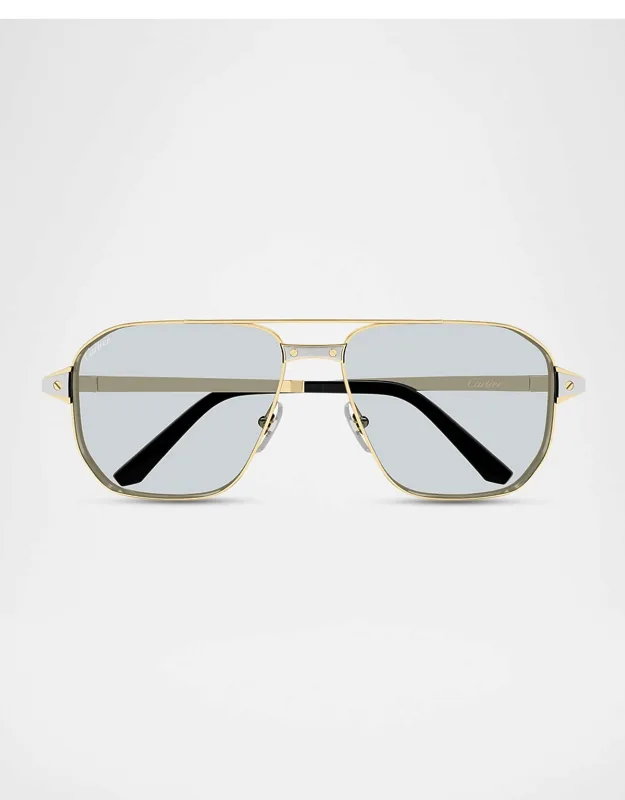 Ct0424s-006 Double-bridge Metal Aviator Sunglasses With Adjustable Nose Pads And 100% Uva/uvb Protection