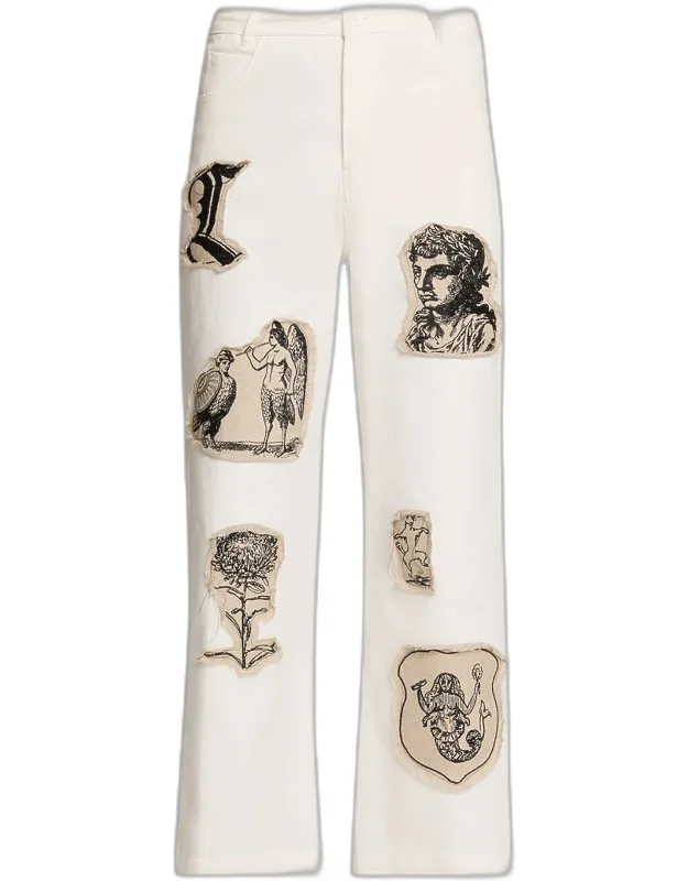 Graphic Patches Kickflare-leg Ankle Jeans