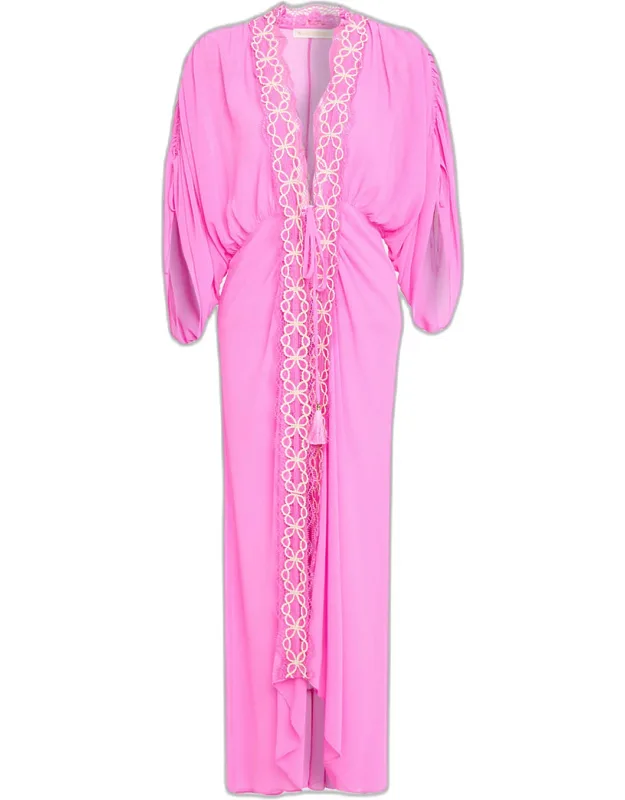 Embroidered Maxi Robe Dress