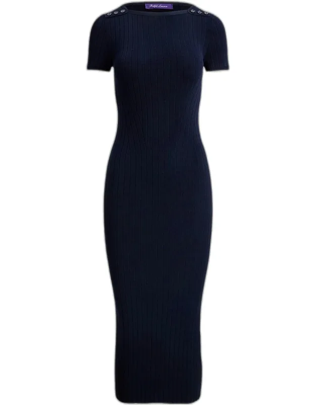 Rib-knit Silk-blend Day Dress