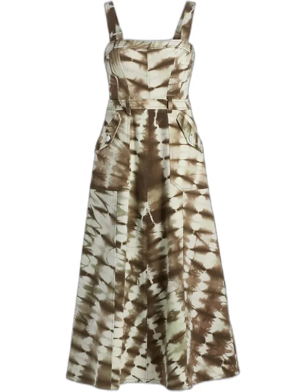 Malani Tie-dye Denim Midi-dress