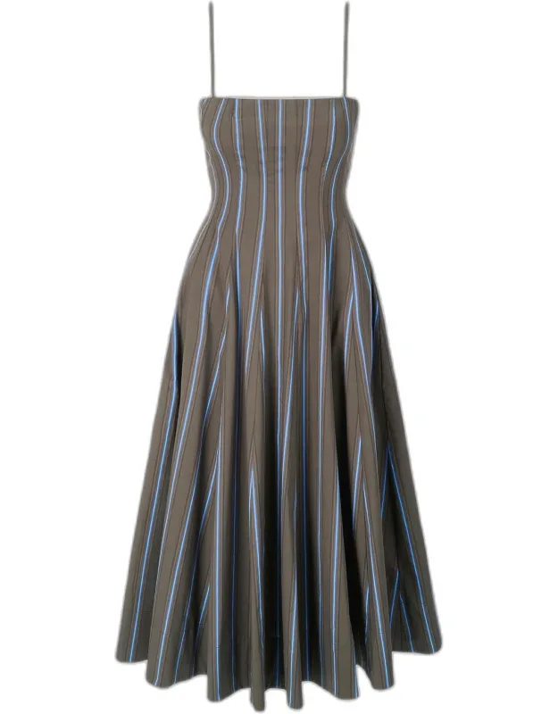 Wylie Striped A-line Midi-dress