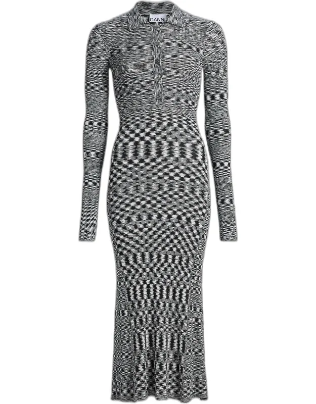 Space-dyed Knit Sheath Midi Dress