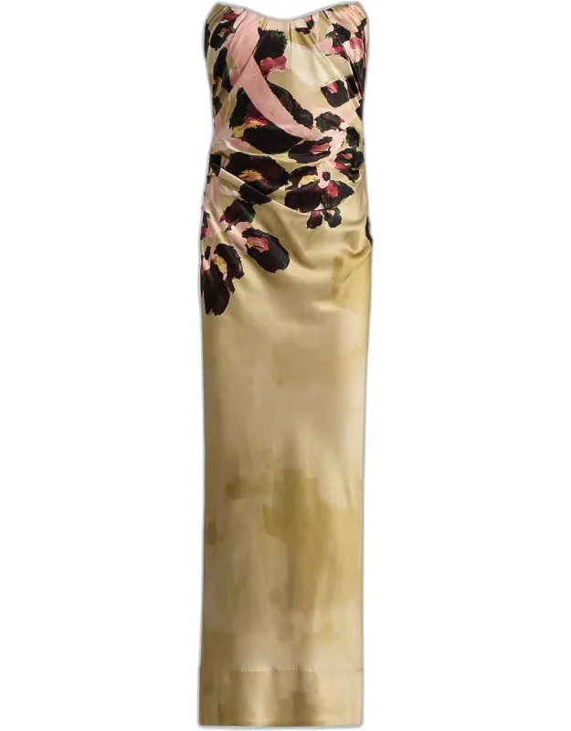 Floral Satin Maxi Dress