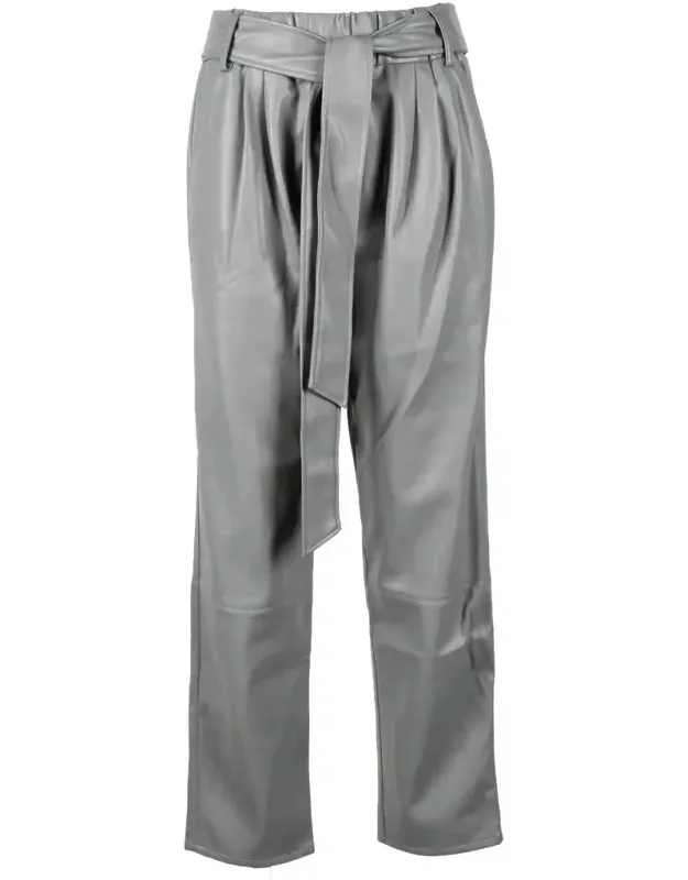 High-waisted Faux Leather Trousers