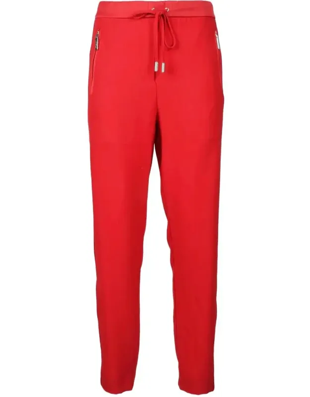 Straight-leg Trousers With Adjustable Drawstring And Zippered Pockets