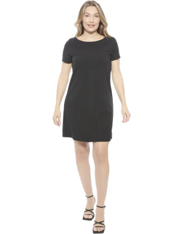 Short Sleeve Round Neck Mini Shift Dress