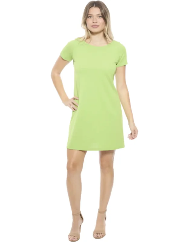 Short Sleeve Round Neck Mini Shift Dress