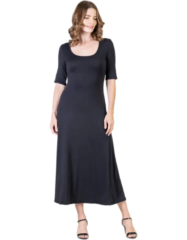 Petite Casual Maxi Dress With Sleeves