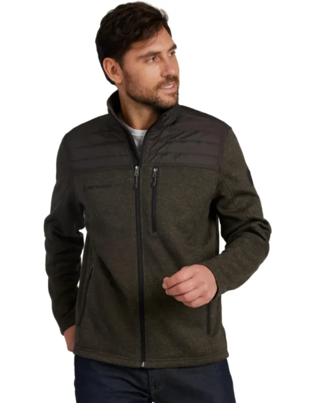 Frore Sweater Knit Fleece Jacket With Quilted Overlay And Zippered Pockets