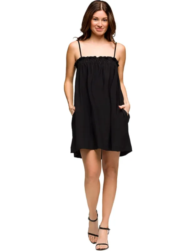 Square Neck Spaghetti Strap Mini Dress With Hidden Pockets