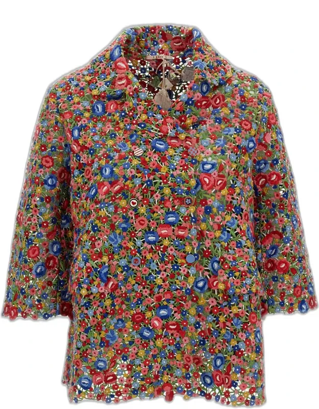Embroidered Double-breasted Blazer