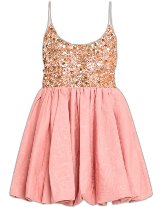 Sequined Empire-waist Bubble Mini Dress