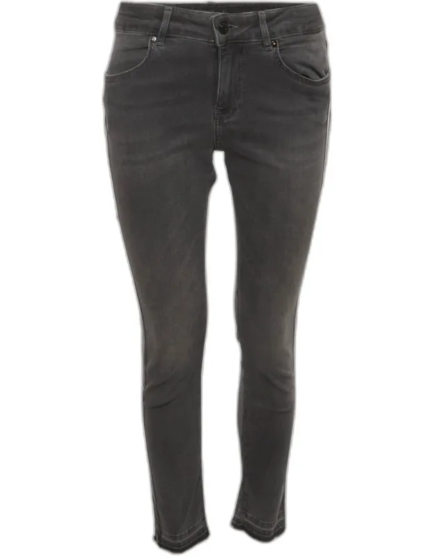 Striped Stretch Denim And Leather Skinny Jeans