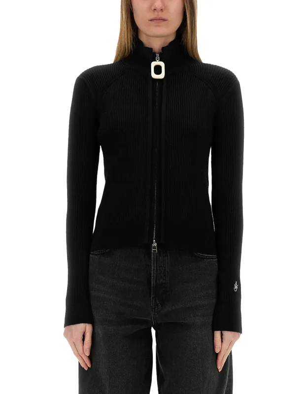 Fitted Cardigan With Zipper