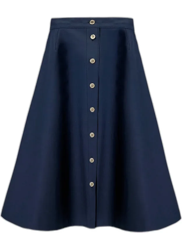 Button-front Cotton Midi Skirt