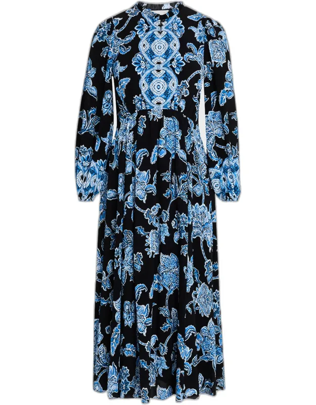 The Banks Floral-print Cutout Midi Dress