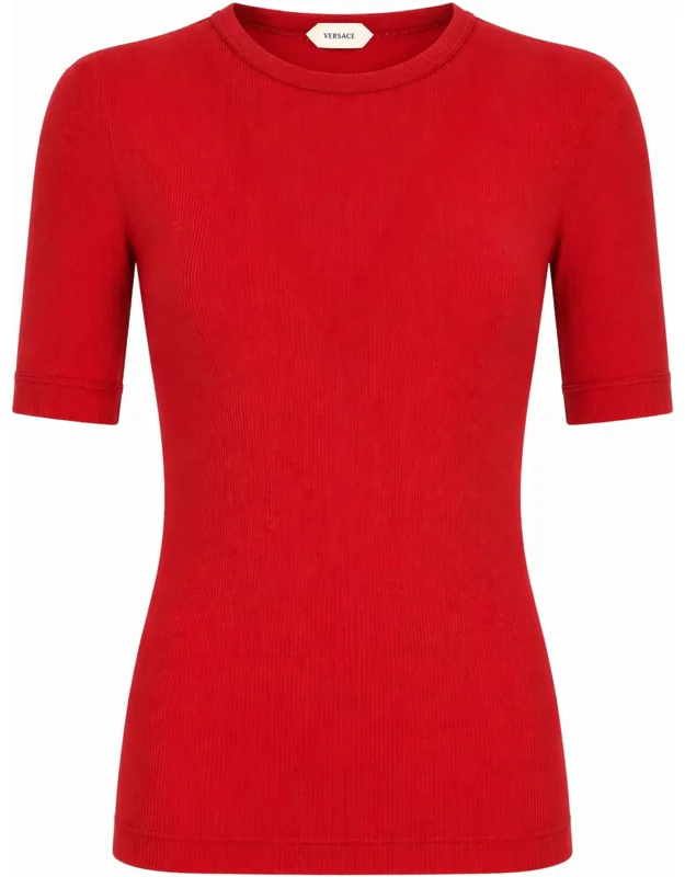 T-shirt With Ribbed Fabric And Embroidery