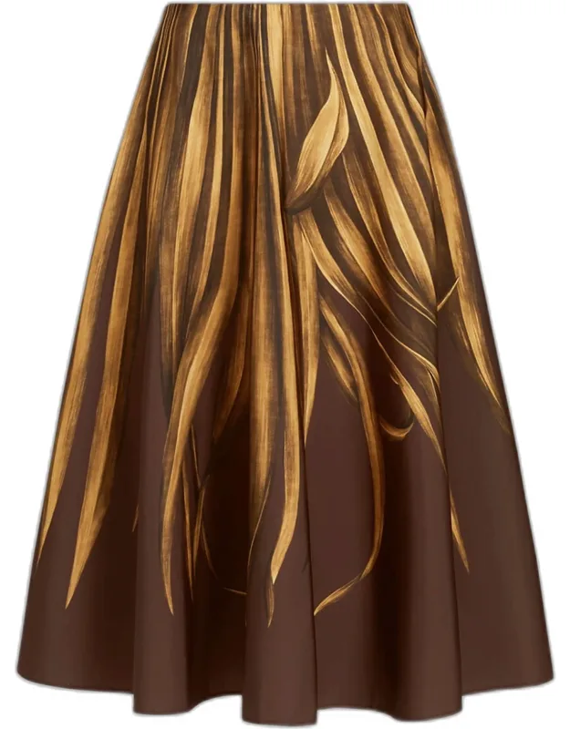 Palm-print Midi Skirt