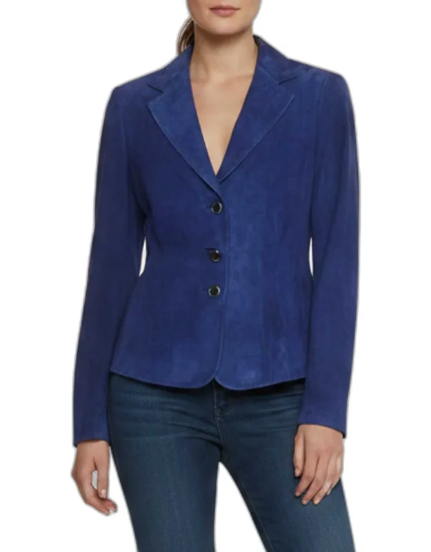 Suede Top Stitch Detail Blazer