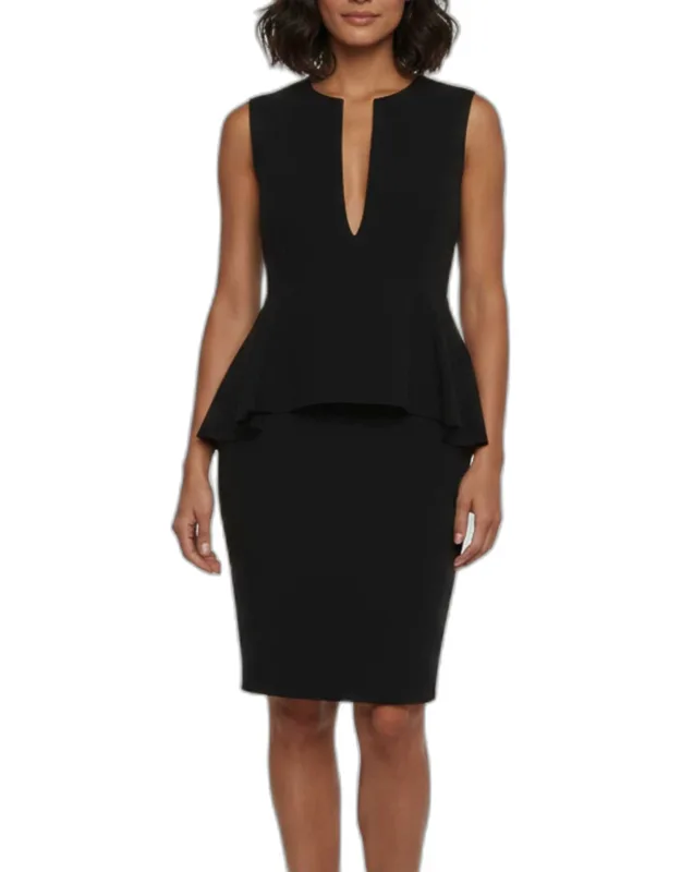Crepe Mini Peplum Dress