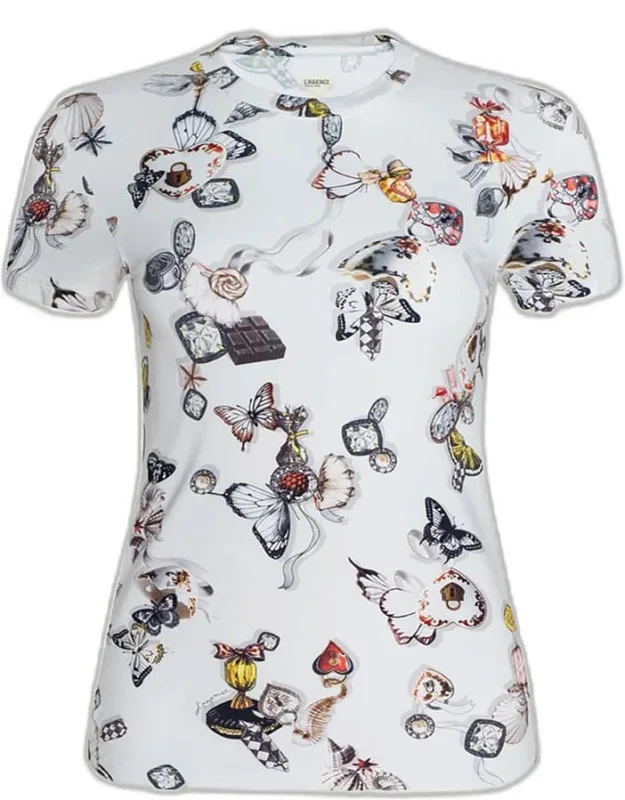 Fitted Butterfly-print Short-sleeve T-shirt