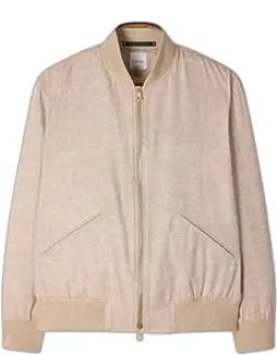 Sand Linen-silk Bomber Jacket