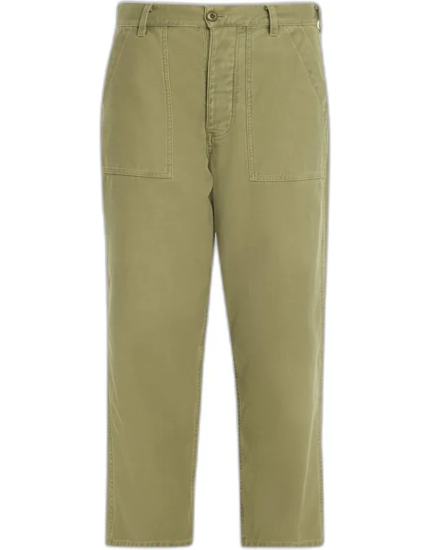 Cotton Straight-leg Ankle Pants