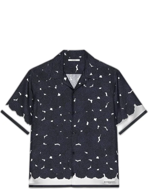 Roses Boxy-fit Silk Bowling Shirt