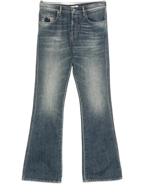 Faded-effect Whiskered Jeans