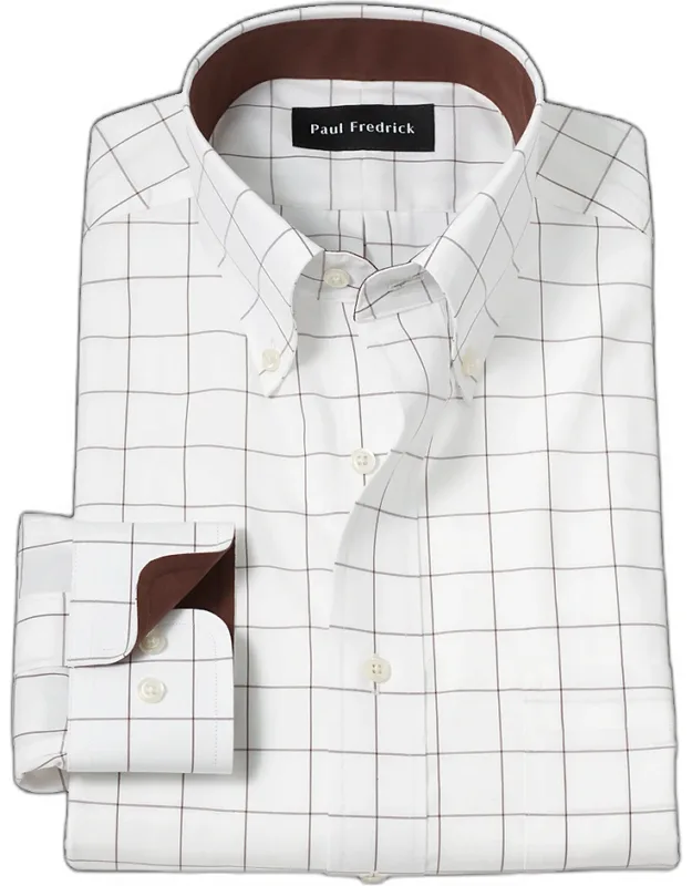 Non-iron Cotton Windowpane Dress Shirt
