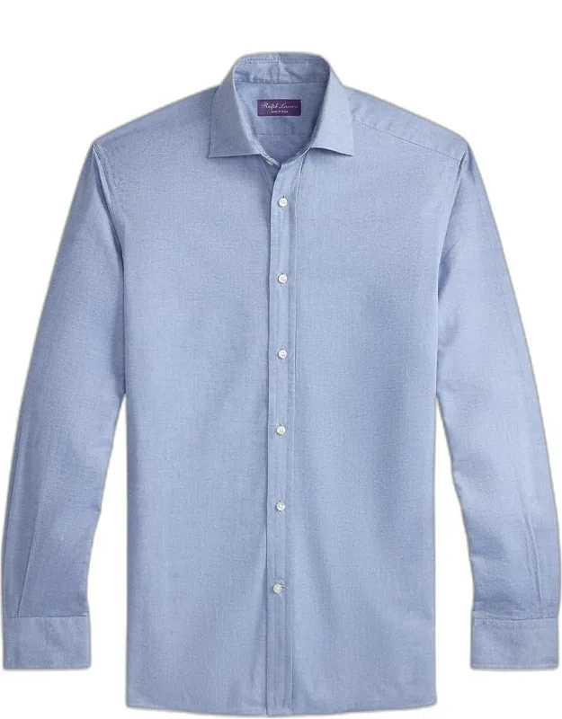 Brushed Cotton Herringbone Button-down Shirt