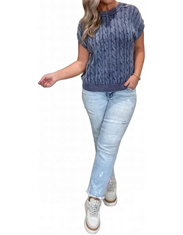 Mineral Wash Cable Knit Sweater
