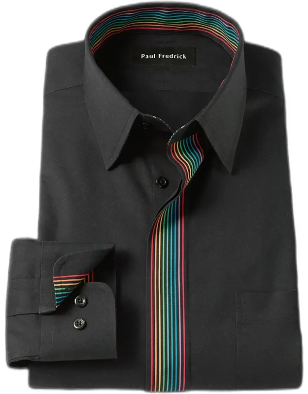 Comfort Stretch Non-iron Dress Shirt With Contrast Trim